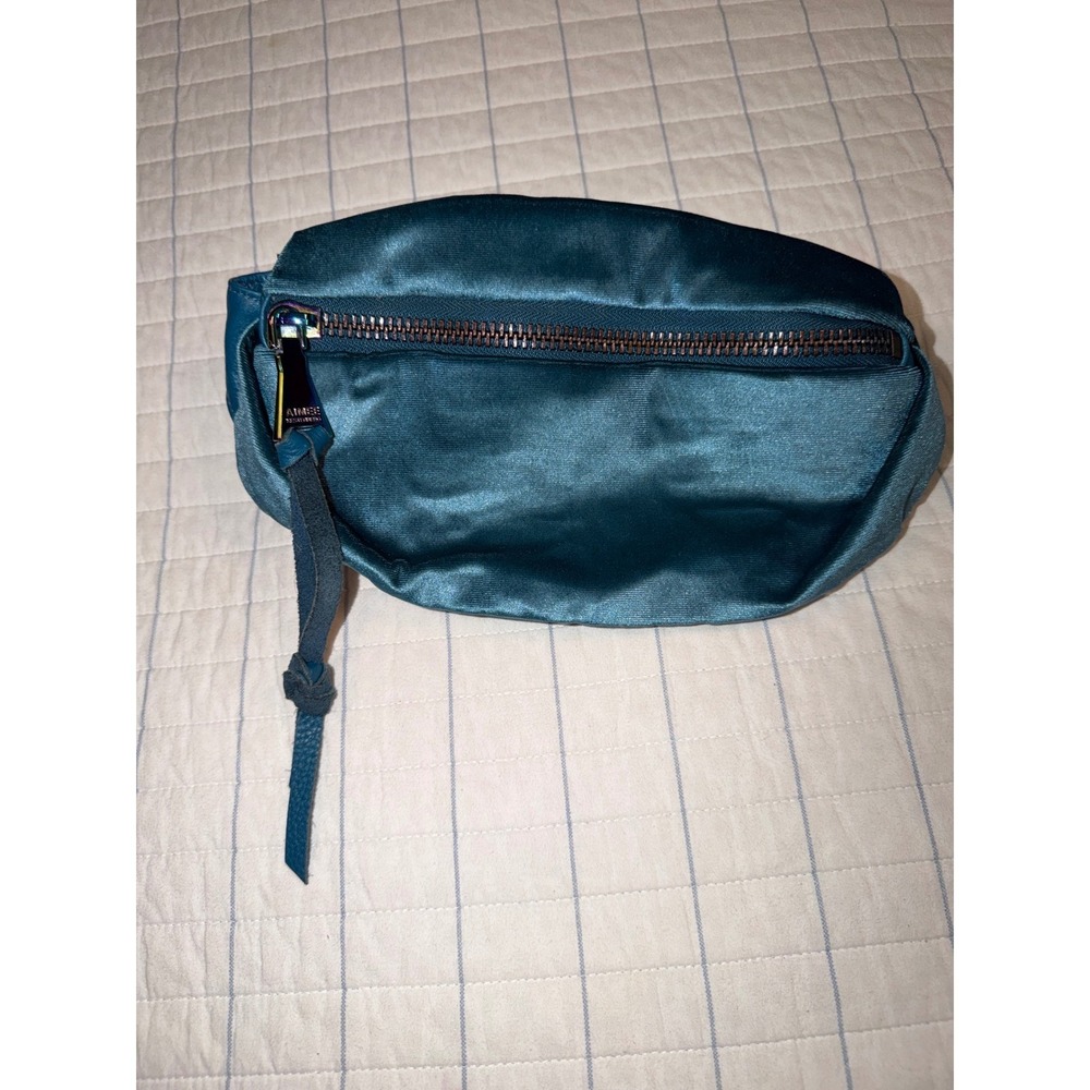Aimee Kestenberg Teal Velvet Leather Belt Bag Iridescent Hardware Waist Pack